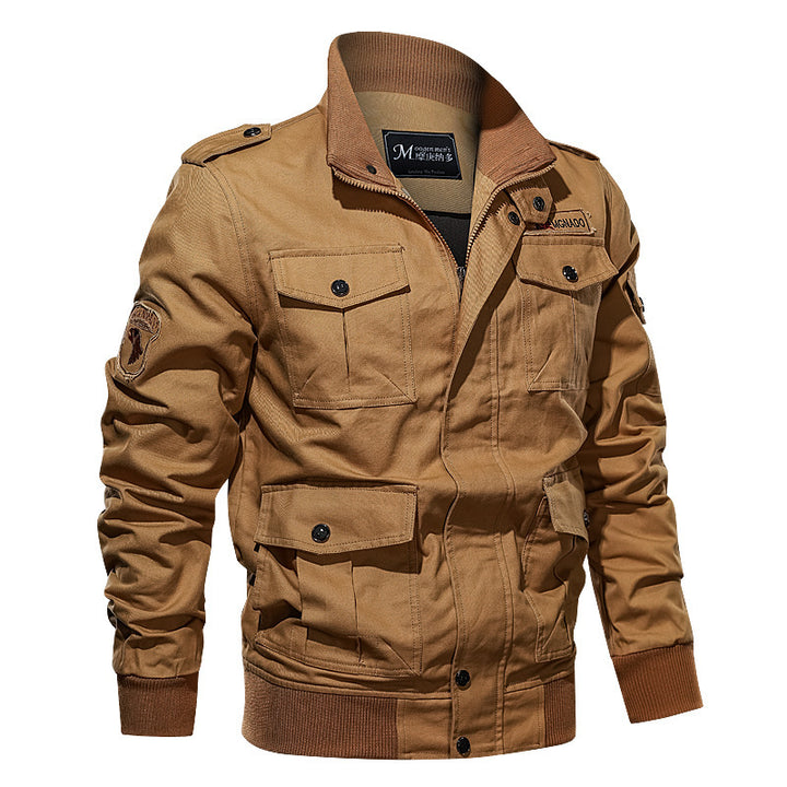 Herren Kurzer Canvas-Fieldblouson im Military‑Stil mit Mehrfachtaschen und Rippbündchen – Taviero