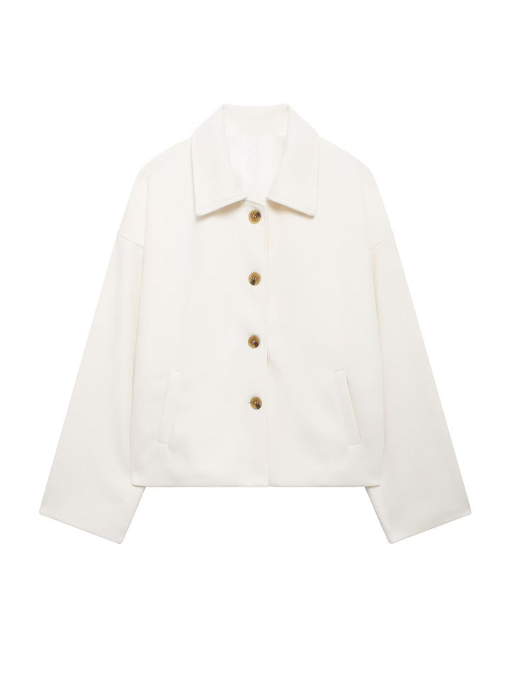 Damen Oversize Wollmix Jacke mit großen Zierknöpfen und breiten Manschetten Echoarchiv