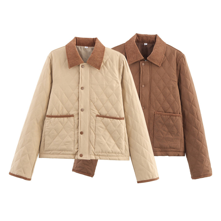 Damen nan gesteppte Kurzjacke mit Kordkragen, Druckknopfleiste und aufgesetzten Taschen Echo Archiv