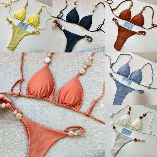 Damen Triangel-Bikini mit elastischen Bändern und dekorativen Details Echo Archiv