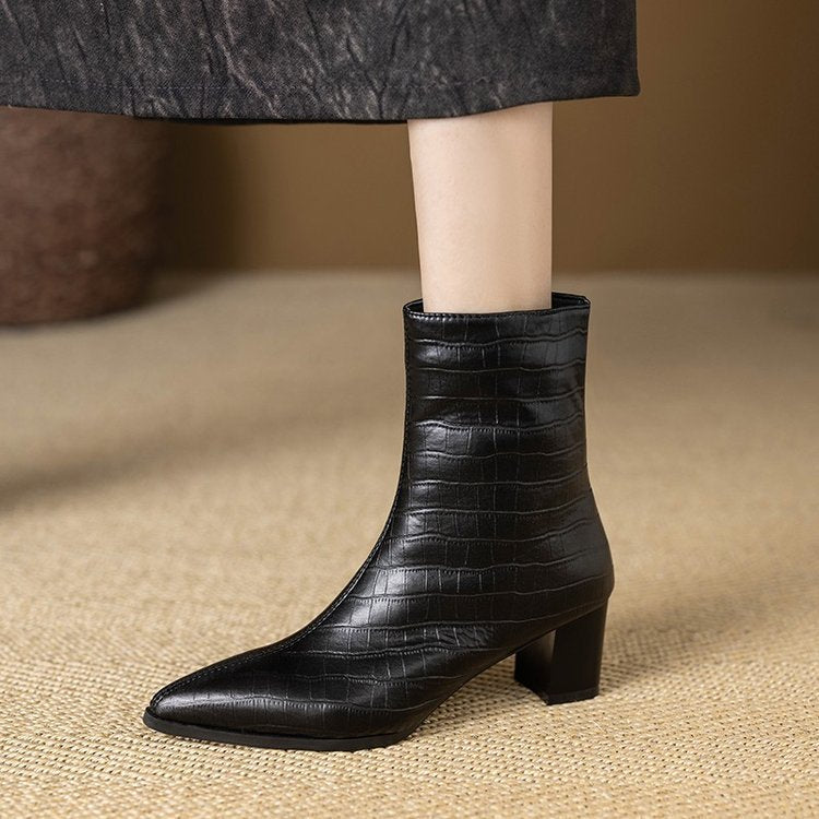 Damen Elegante Croc-Optik Stiefeletten Echo Archiv