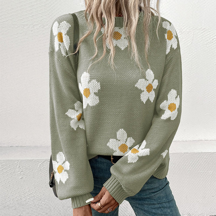 Damen Gemusterter Strickpullover mit Blumenmotiv Echo Archiv