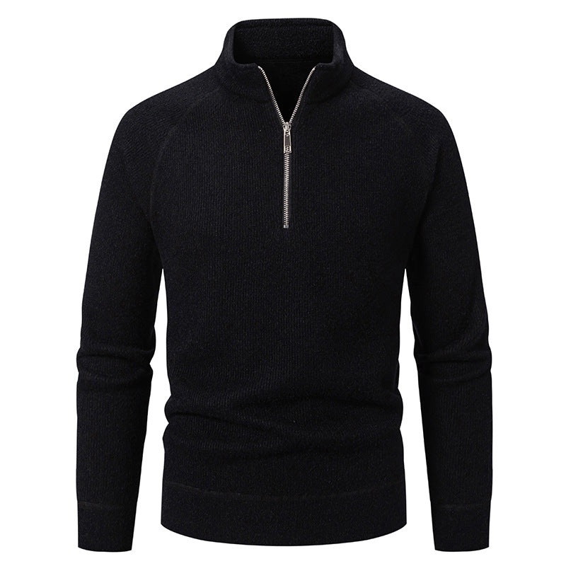 Herren Hochkragen Pullover mit Reißverschluss und strukturierter Oberfläche Echoarchiv