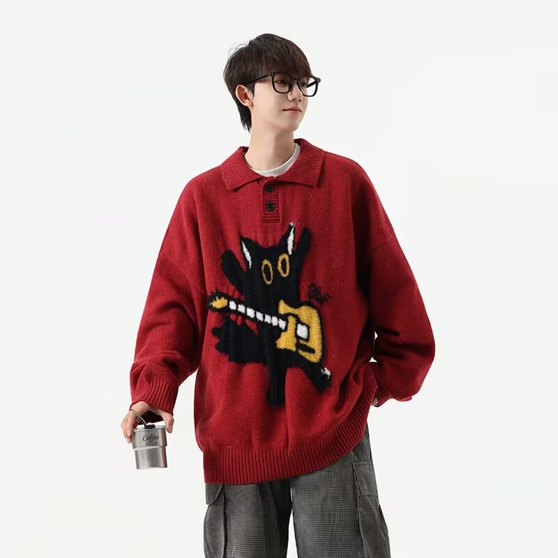 Herren Modischer Pullover mit Kunstmotiv Echoarchiv