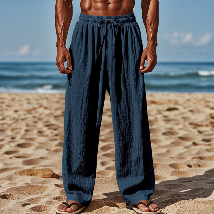 Herren nan Leichte Leinenhose mit weitem Bein und elastischem Bund Echoarchiv