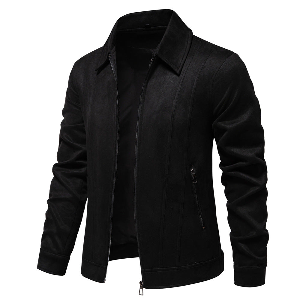 Herren Kunstlederjacke mit strukturiertem Design und seitlichen Reißverschlusstaschen Echoarchiv