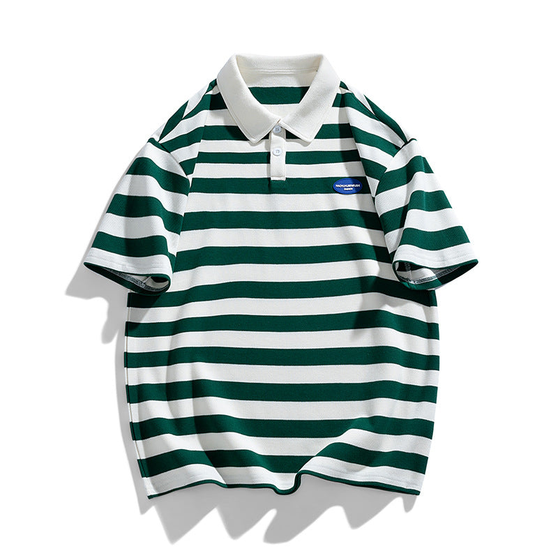 Herren lässiges Poloshirt mit breiten Streifen und hochwertiger Baumwolle Echoarchiv