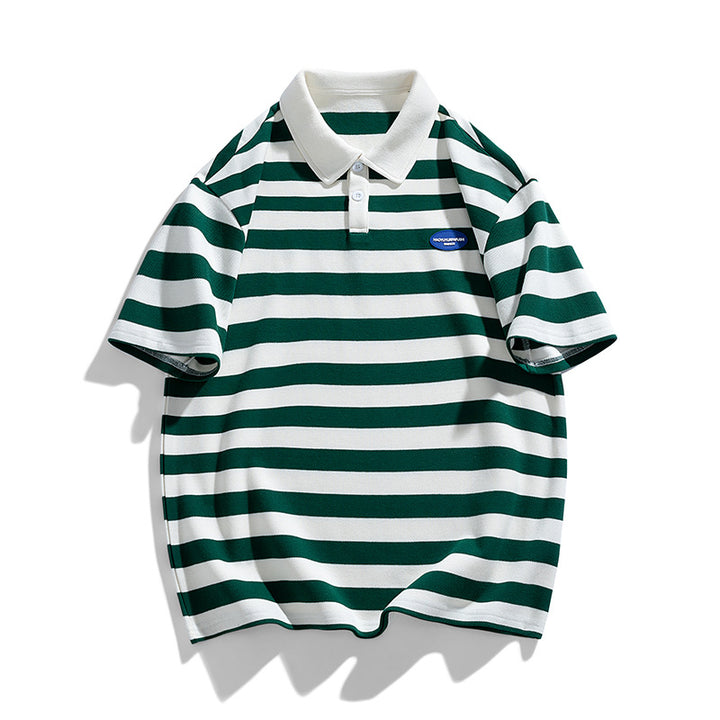 Herren lässiges Poloshirt mit breiten Streifen und hochwertiger Baumwolle Echoarchiv