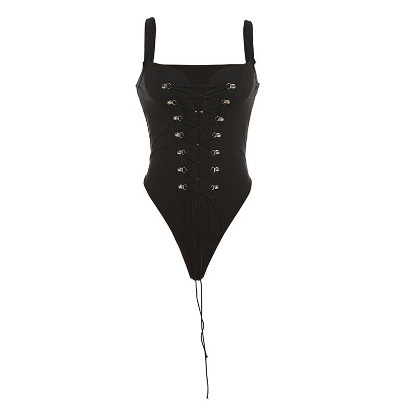 Damen Einteiler Badeanzug mit raffinierten Schnürdetails Echo Archiv