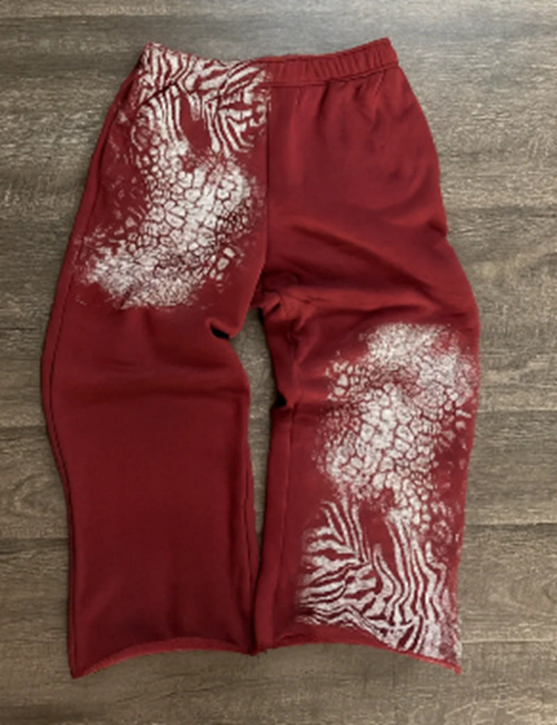 Damen nan lockere Sweathose mit asymmetrischem Animal-Print, elastischem Komfortbund und geradem Bein Echo Archiv