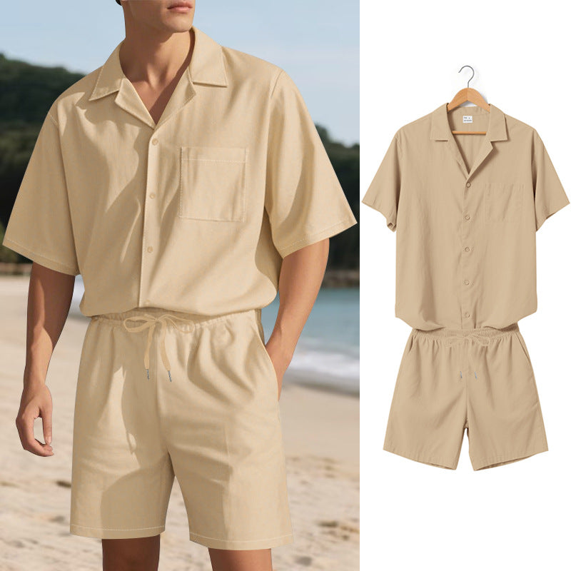 Herren modisches Sommer Set aus komfortablem Kurzarmhemd und Shorts Echoarchiv