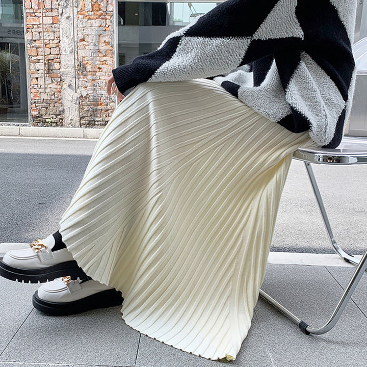 Damen Plissierter Maxirock mit elegantem Wellenmuster Echo Archiv