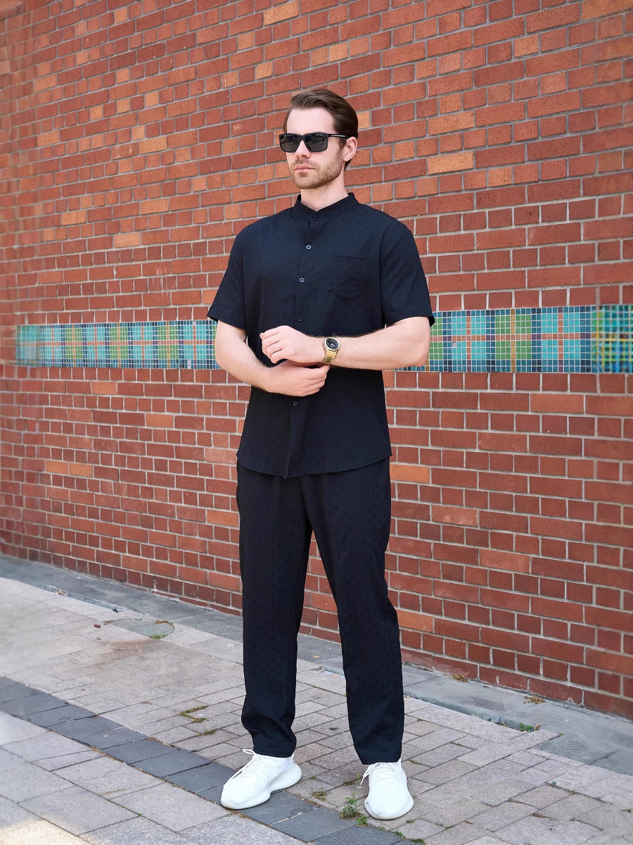 Herren lässiges Kurzarm-Hemd und Hose Set Echoarchiv