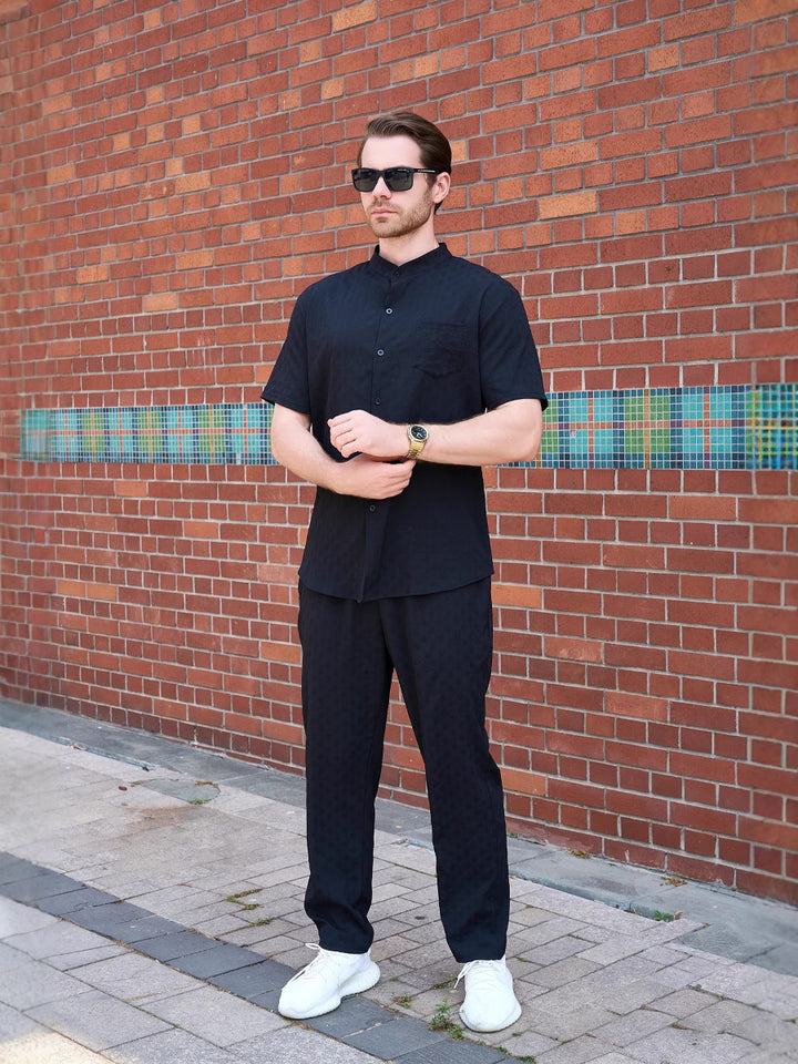 Herren lässiges Kurzarm-Hemd und Hose Set Echoarchiv