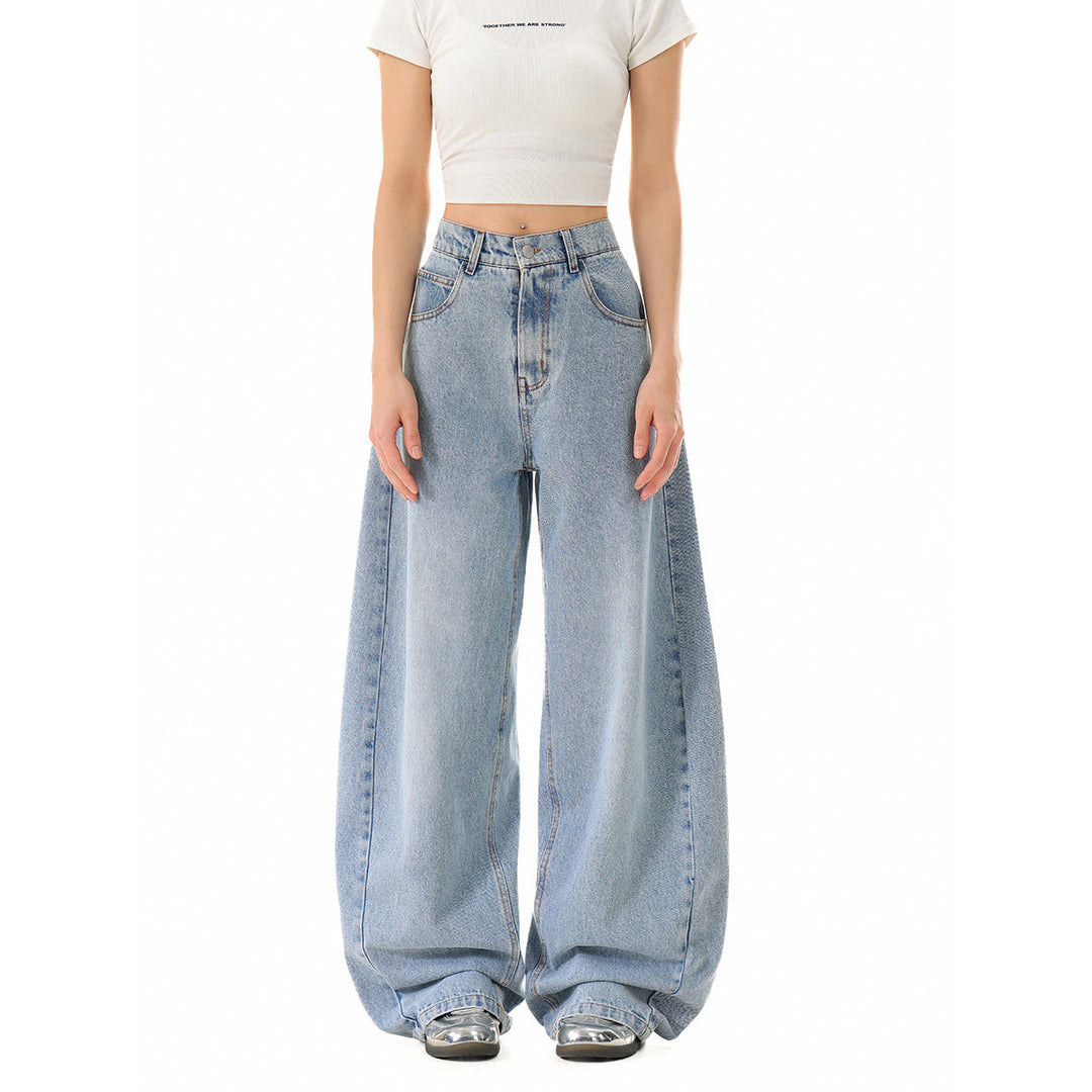 Damen Weite Cropped-Denim Culotte mit hoher Taille und Karottenform Echoarchiv