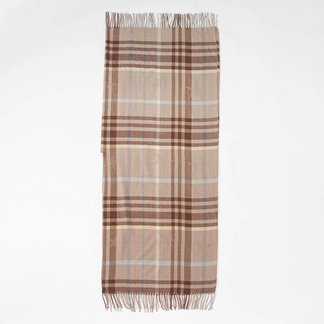 Damen Multifunktionaler Plaid-Poncho mit Kaschmir‑Touch und Fransensaum Echo Archiv