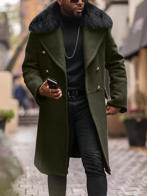 Herren eleganter Langmantel mit Teddyfellkragen Echoarchiv