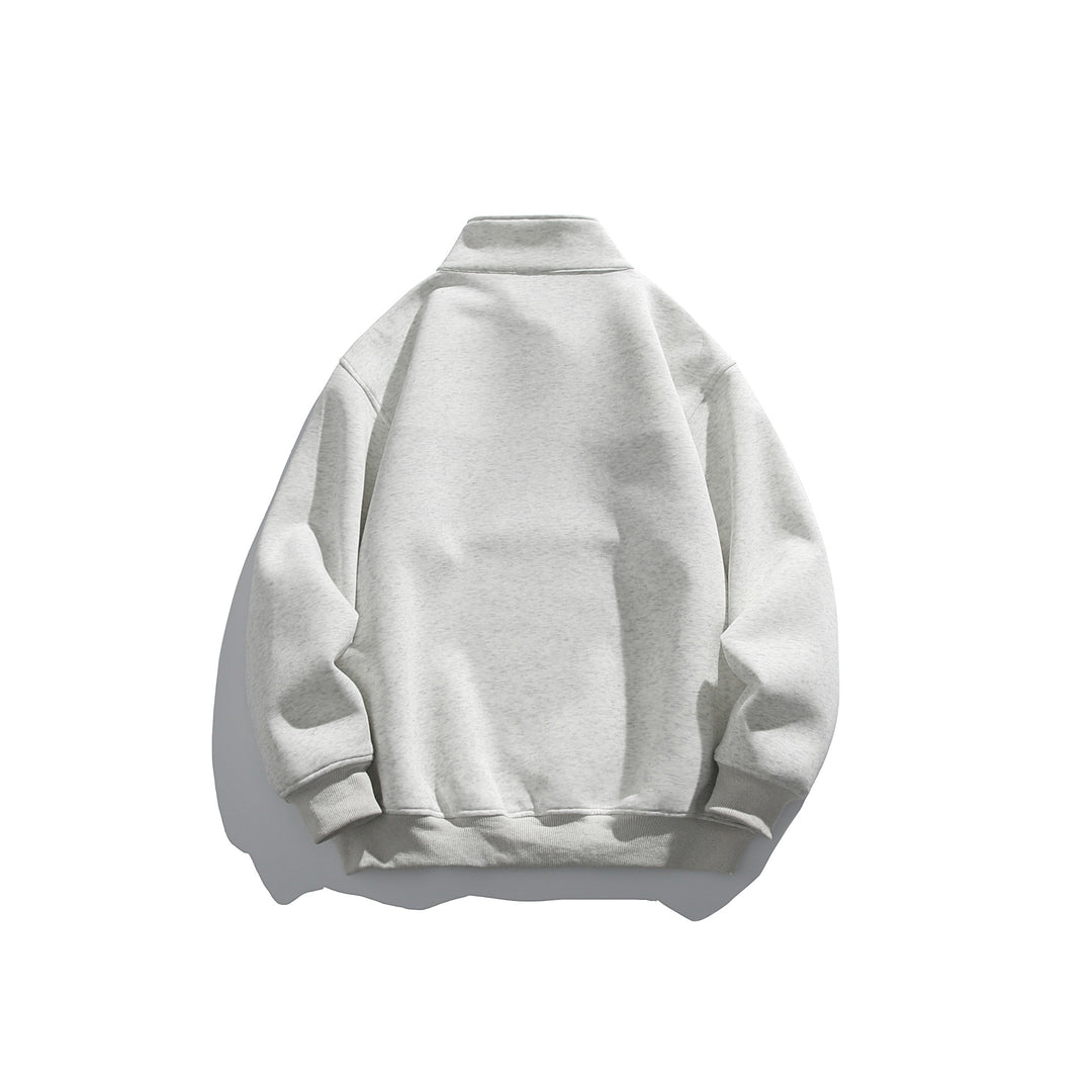 Unisex Halbzip‑Sweatshirt mit hohem Stehkragen, Boxy‑Schnitt und Colorblock‑Paneel Echoarchiv