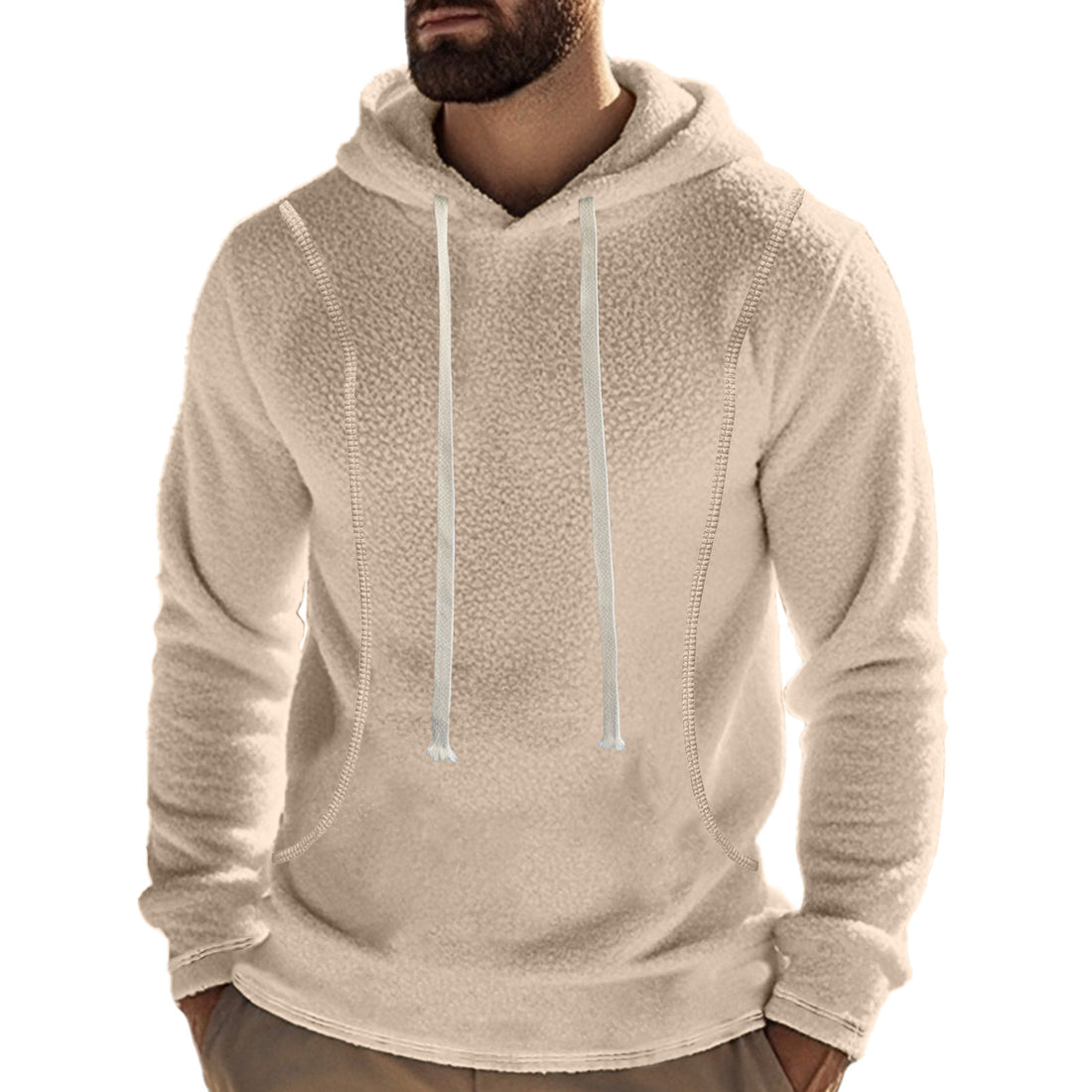 Herren weicher Fleece-Hoodie mit Schneeschutz und kontrastierenden Säumen – Cavarno