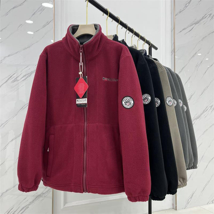 Herren Wärmende Fleecejacke mit Stehkragen, Reißverschluss und elastischen Bündchen Echo Archiv