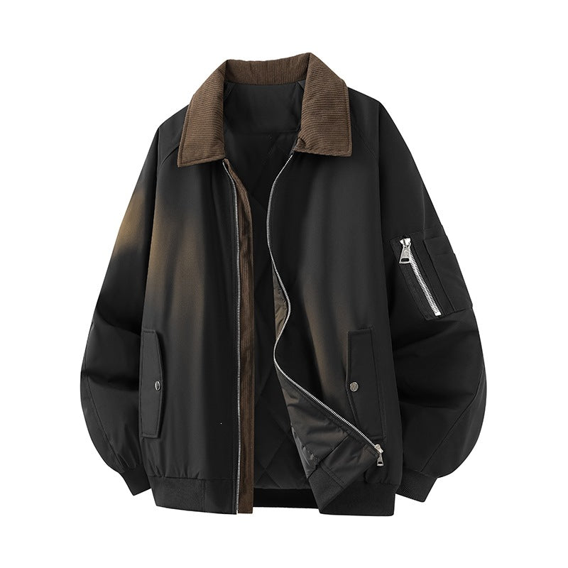 Herren Oversize Bomberjacke mit gesteppter Thermo-Innenfüllung, kariertem Innenkragen & Ärmeltasche Echoarchiv