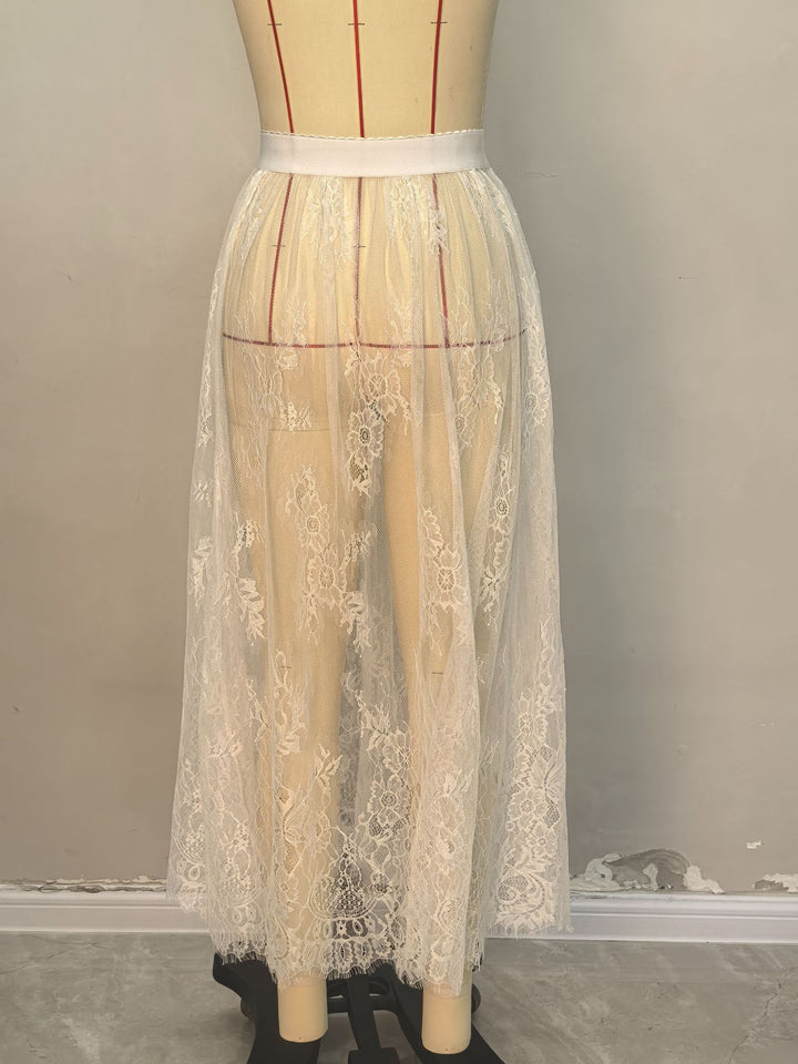 Damen Elegante Spitzen-Maxiröcke mit hohem Bund Echo Archiv