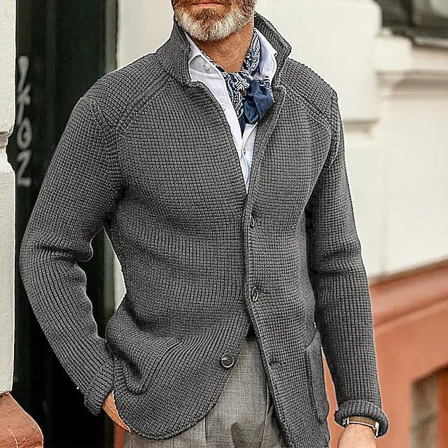 Herren Strickjacke mit Stehkragen und Strukturstrick Echo Archiv