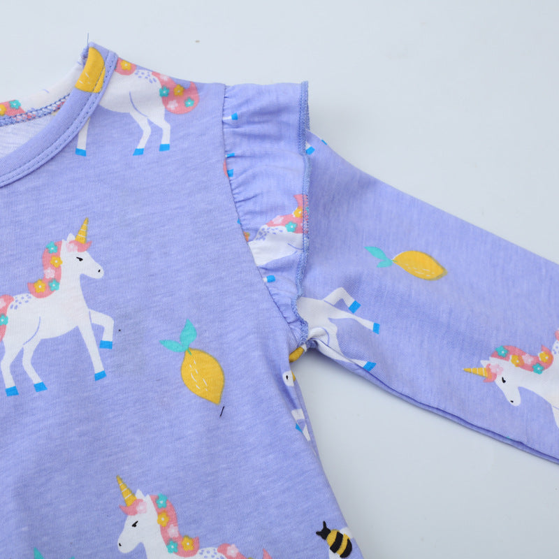 Mädchen Langarmkleid mit niedlichen Einhornmotiven Echo Archiv