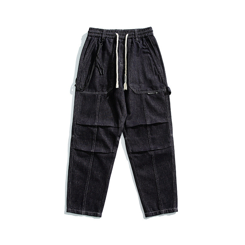 Herren Relaxed Denim-Cargohose mit elastischem Bund und verstärkten Kniepaneelen Echo Archiv