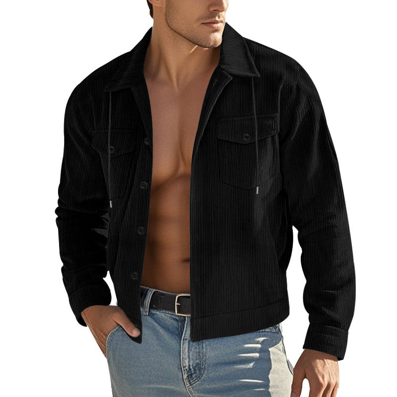 Herren nan Cord-Überhemdjacke mit Kentkragen, Druckknopfverschluss und aufgesetzten Brusttaschen Echo Archiv