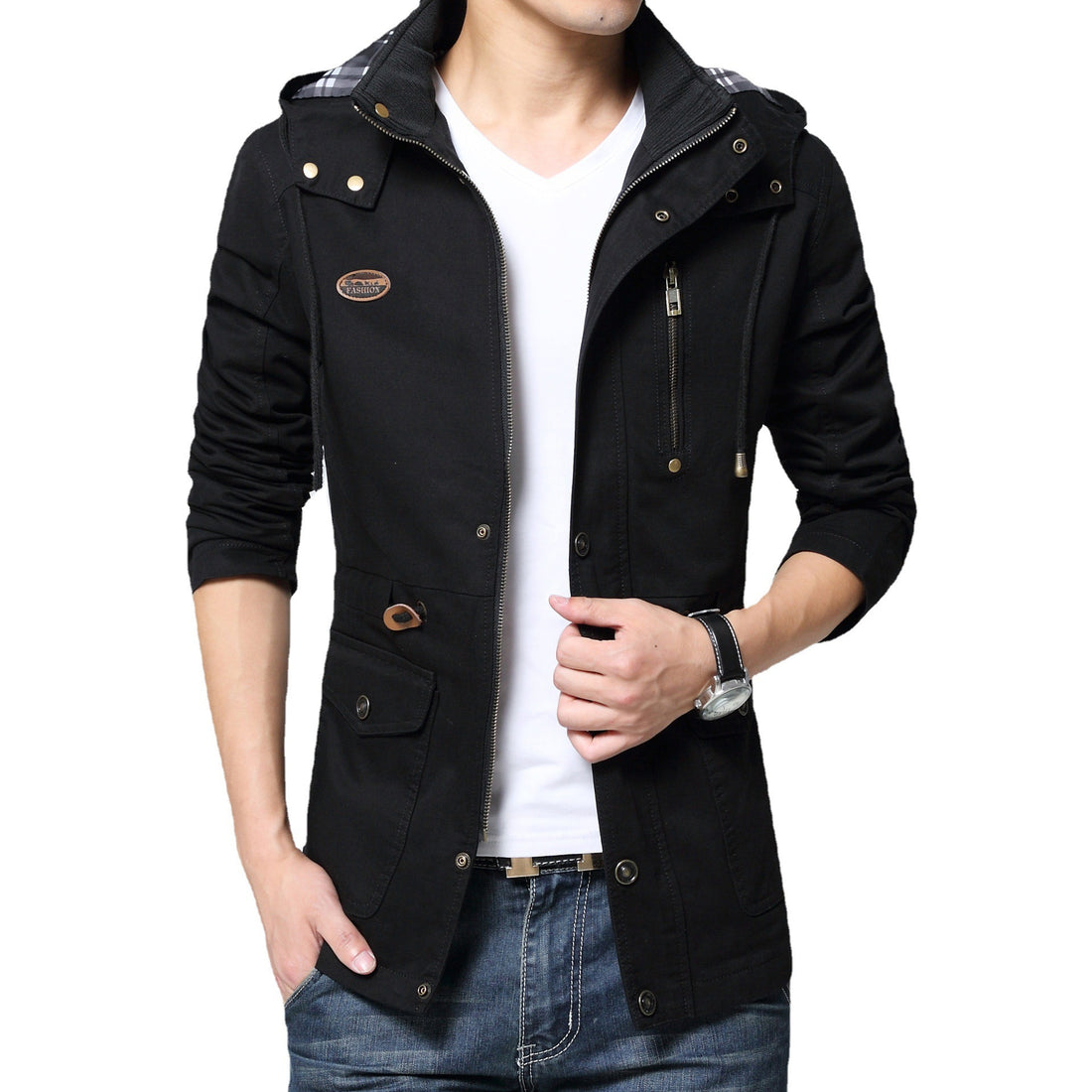 Herren Baumwollparka mit Kapuze, Kordelzug und Multifunktions‑Taschen – Taviero