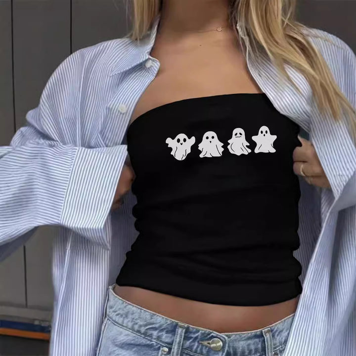 Damen Bandeau-Top mit fröhlichem Gespenster-Motiv Echo Archiv