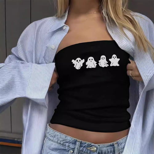 Damen Bandeau-Top mit fröhlichem Gespenster-Motiv Echo Archiv