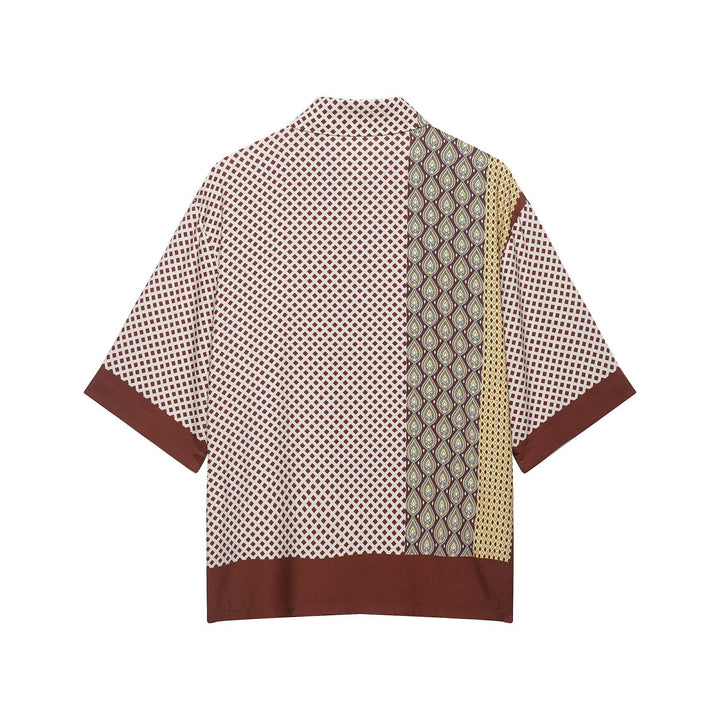 Damen Weite Palazzo‑Hose mit Print‑Einsätzen, Tunnelzugbund und Seitenpaspeln Echo Archiv