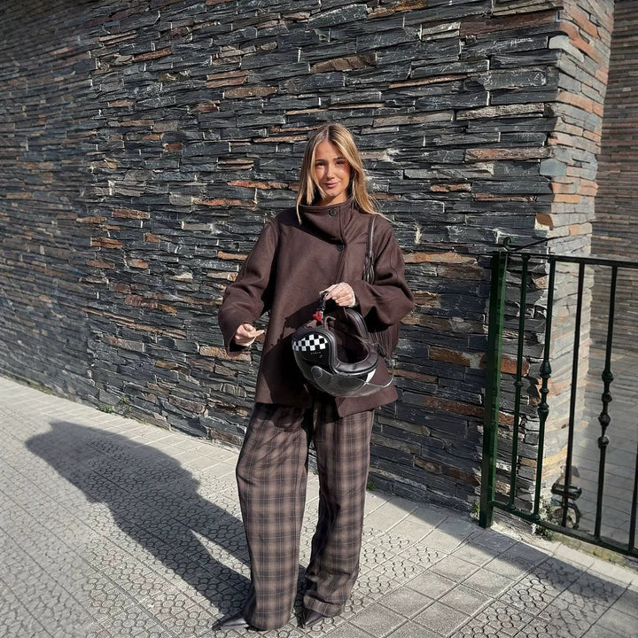 Damen Langer Wollmix-Mantel mit Oversize-Schnitt und weitem Revers Echoarchiv