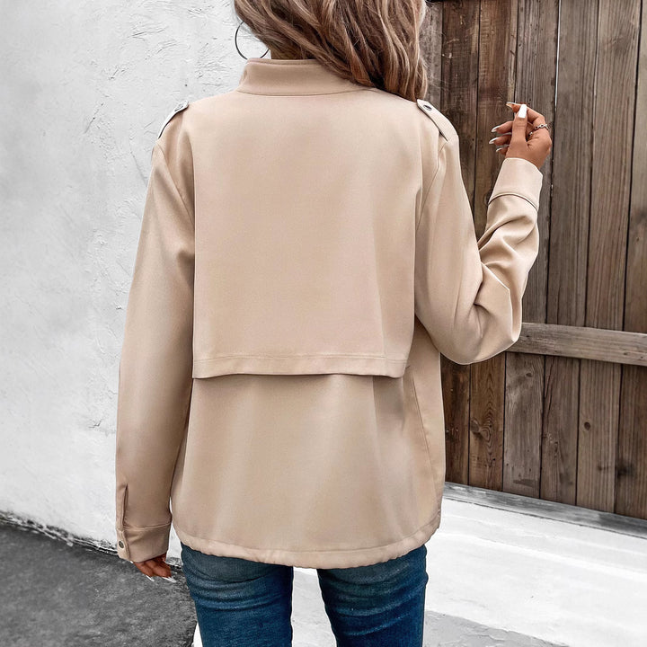 Damen Oversize Hemdjacke mit Druckknopf-Front, Brustklappen und Tunnelzugsaum Echoarchiv