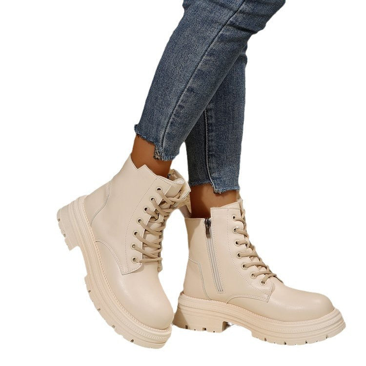 Damen Plateau-Lug-Boots mit Schnürung, seitlichem Reißverschluss und gepolstertem Komfort-Fußbett Echo Archiv