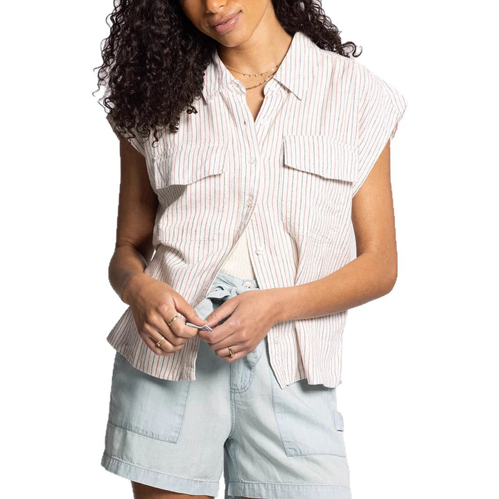 Damen Kurzarm Hemdbluse mit praktischen Pattentaschen Echo Archiv