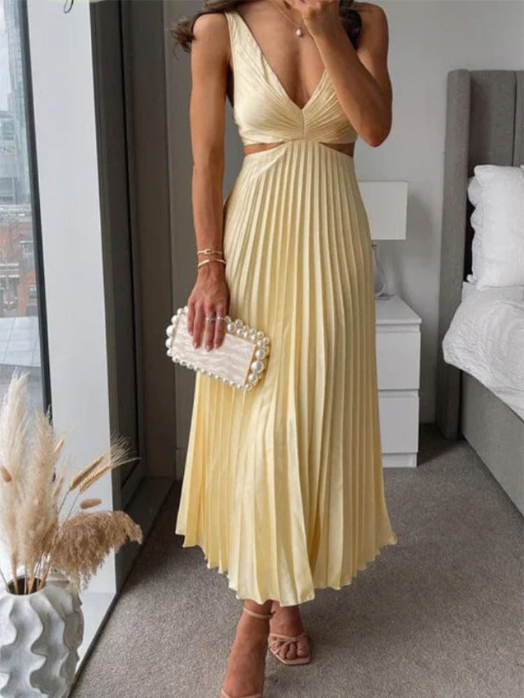Damen Elegantes Maxikleid mit V-Ausschnitt und raffinierten Drapierungen Echoarchiv
