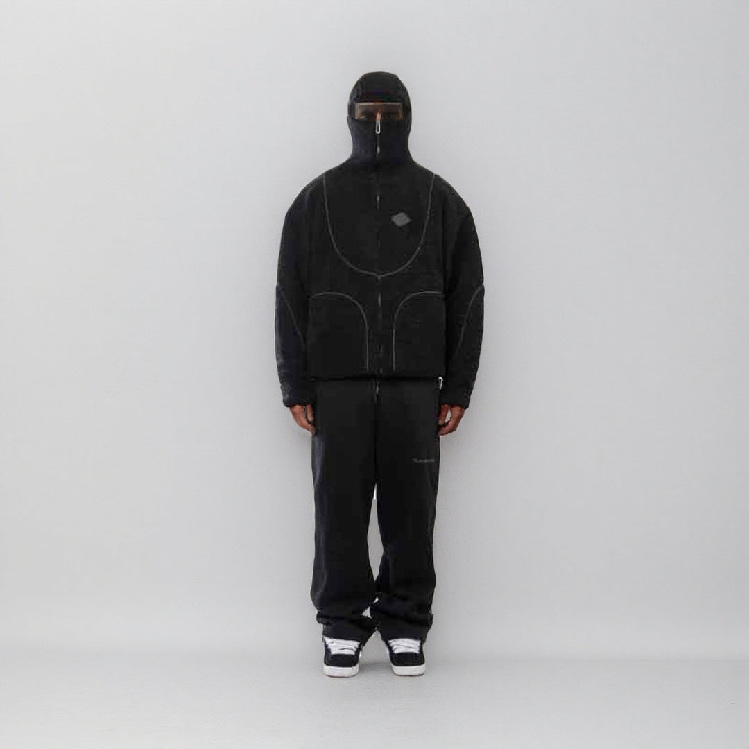 Herren Gemütliche Teddyjacke mit Kontrastnähten Echoarchiv