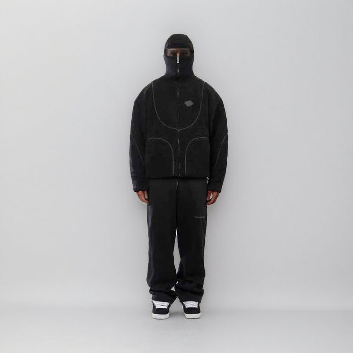 Herren Gemütliche Teddyjacke mit Kontrastnähten Echoarchiv