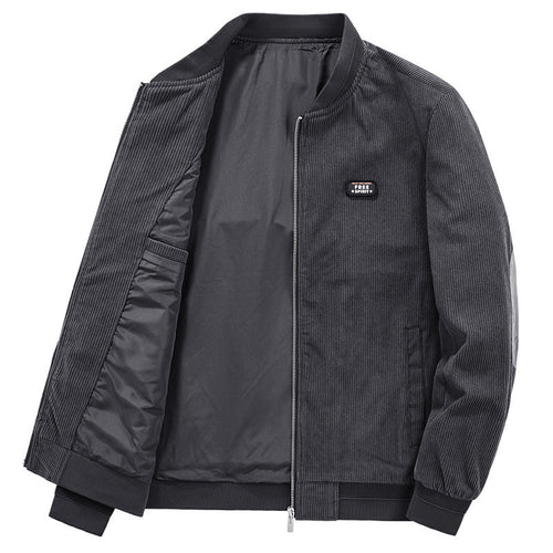 Herren Leichter Cordblouson mit wattiertem Innenfutter, Rippbündchen und Logo-Patch – Taviero