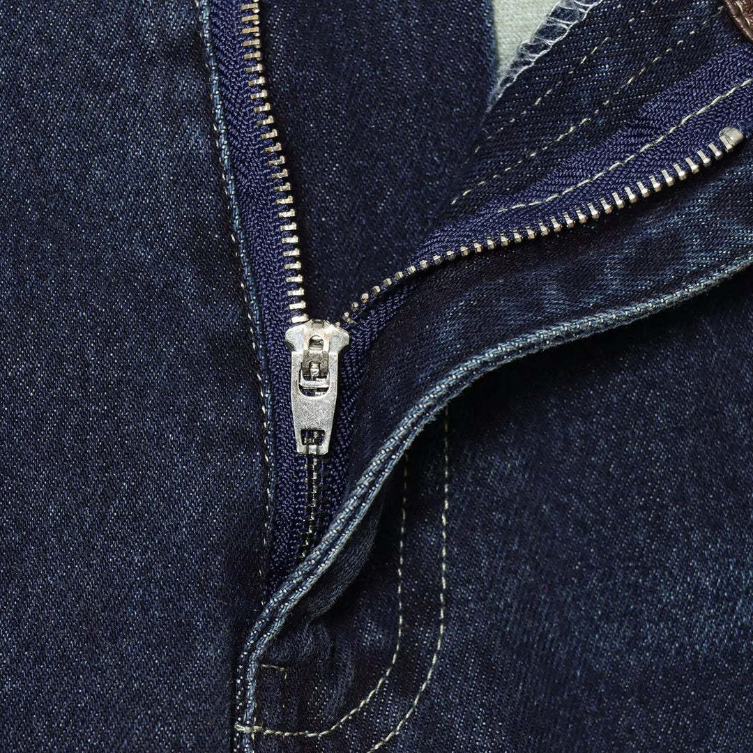 Damen hochgeschnittene Jeans mit weitem Bein und Lederbesatz am Bund Echoarchiv