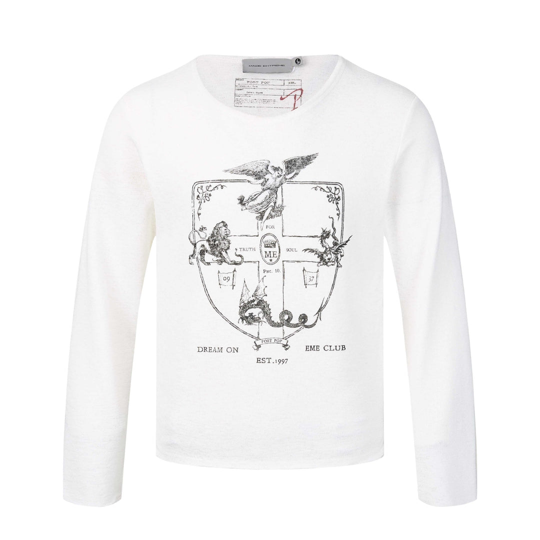 Unisex Langärmeliges Feinstrick-Shirt mit Wappenprint Echoarchiv
