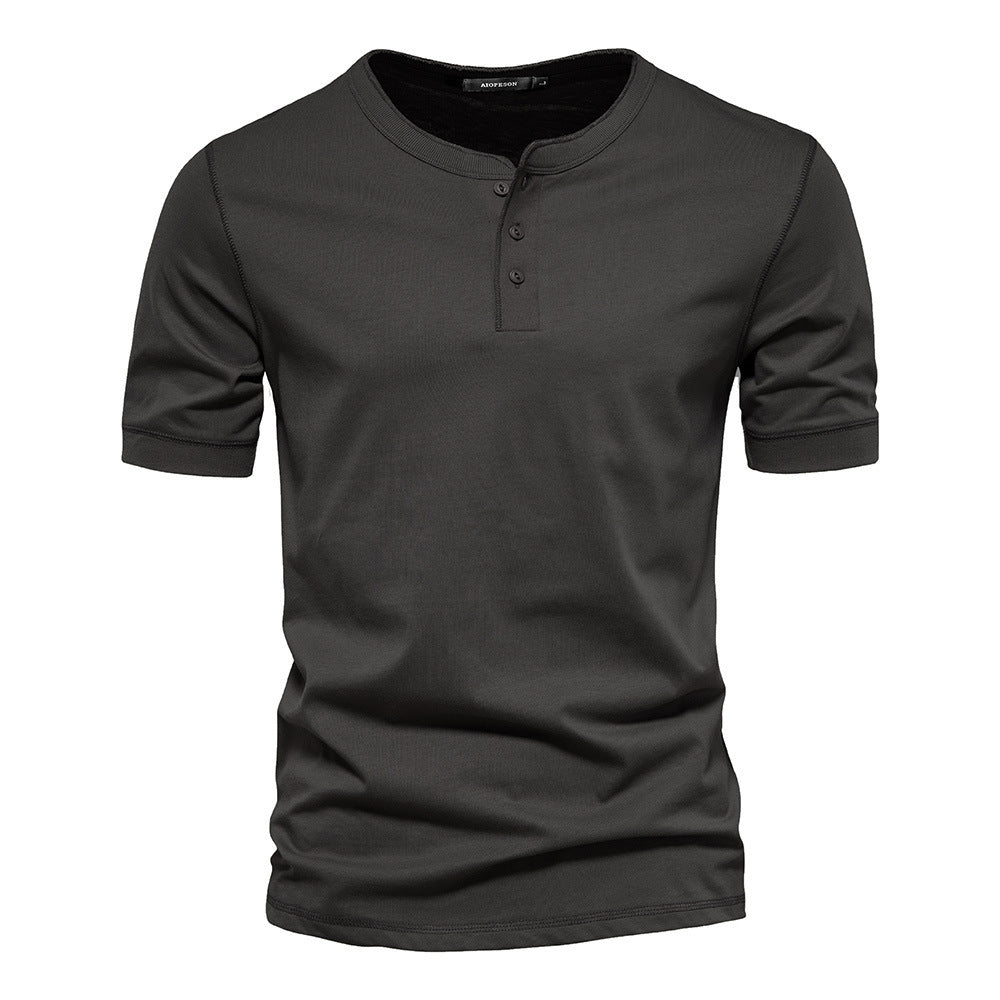 Herren nan schmal geschnittenes Kurzarmshirt mit kurzer Knopfleiste und geripptem Kragen aus Baumwollmix Echo Archiv