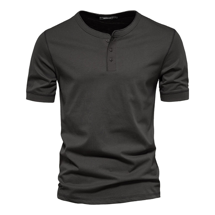 Herren nan schmal geschnittenes Kurzarmshirt mit kurzer Knopfleiste und geripptem Kragen aus Baumwollmix Echo Archiv