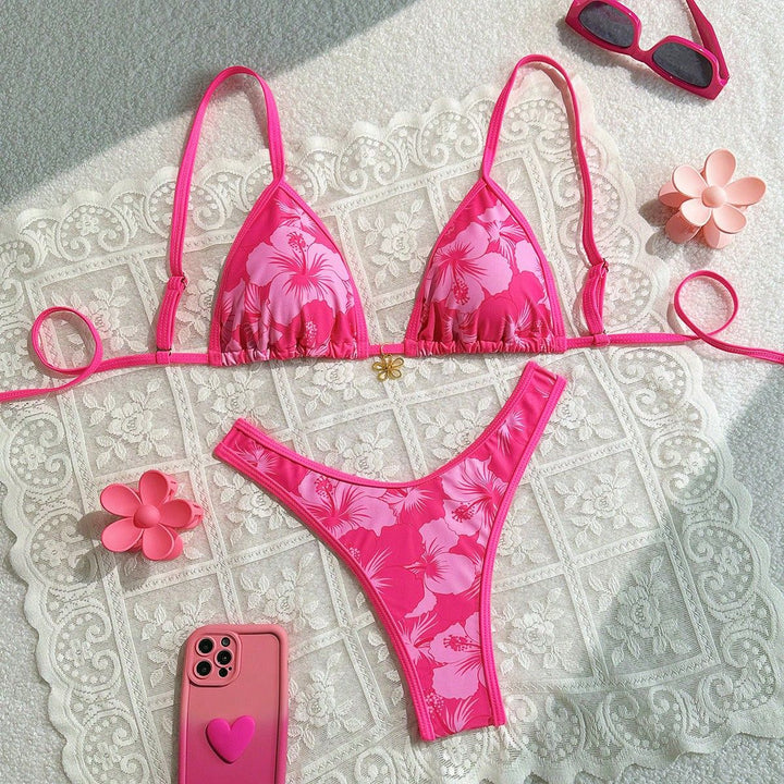 Damen Triangel-Bikini mit floralem Design und verstellbaren Trägern Echo Archiv