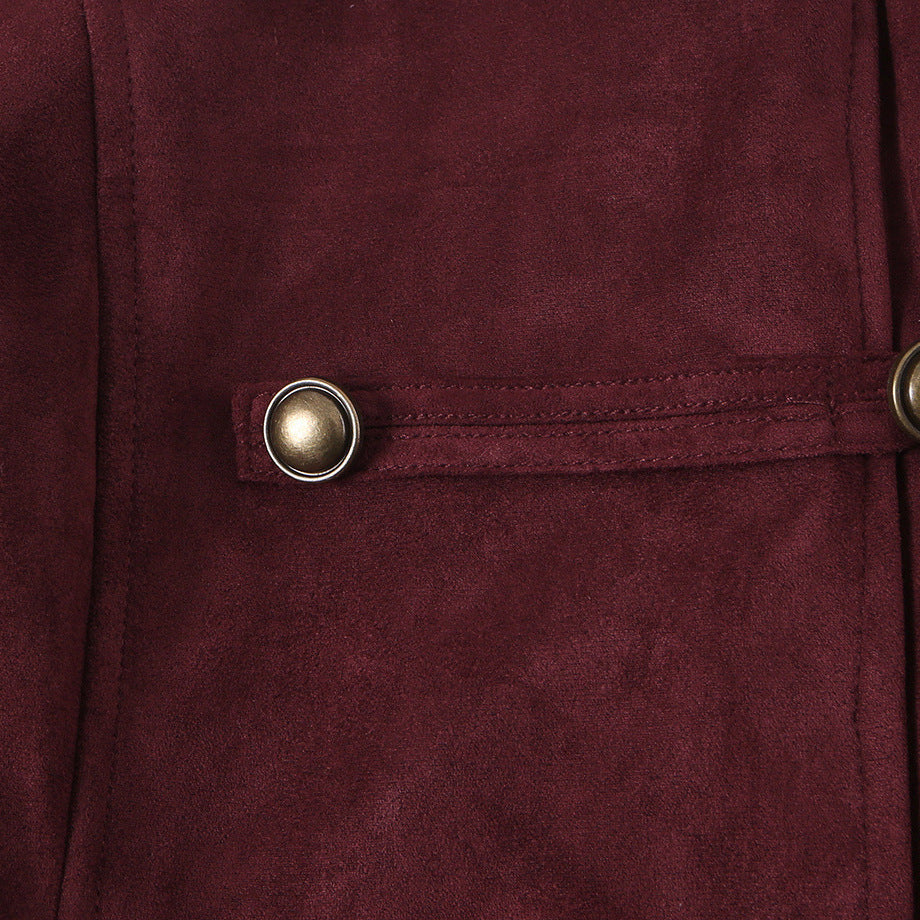 Damen Taillierte Paradejacke aus Veloursimitat mit hoher Knopfsteg‑Blende und Schulterpatten Echoarchiv
