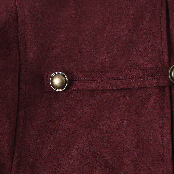 Damen Taillierte Paradejacke aus Veloursimitat mit hoher Knopfsteg‑Blende und Schulterpatten Echoarchiv