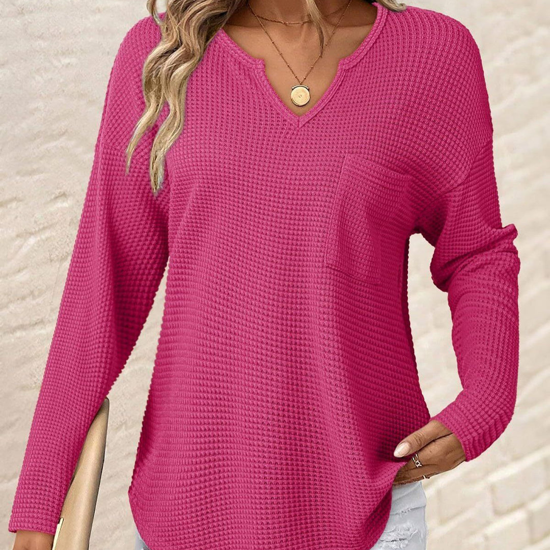 Damen Lässiger V-Ausschnitt Pullover mit Taschen Echo Archiv